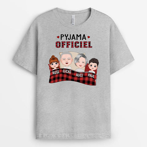 T-shirt Pyjama Officiel Version Famille Personnalisé citation beau texte sur les grands parents