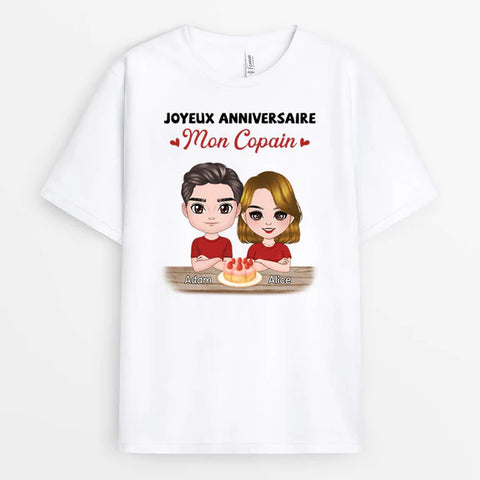 T-shirt Joyeux Anniversaire Mon Copain/Mon Mari Personnalisé