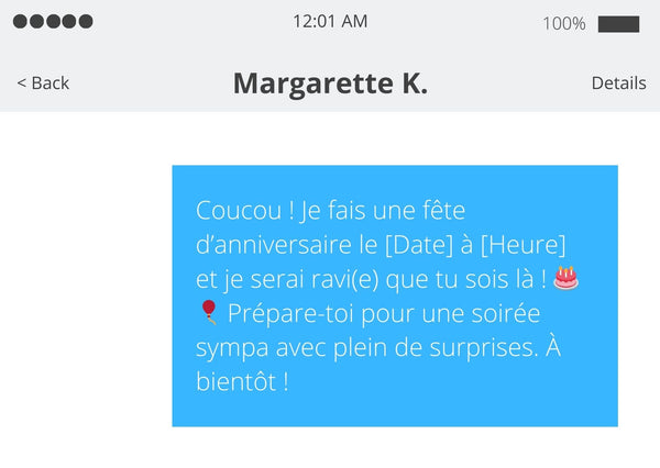 Texte d'invitation d'anniversaire par SMS