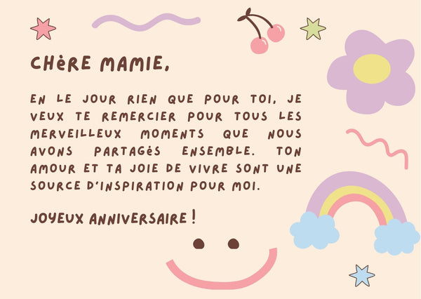 Beau texte pour mamie à son anniversaire