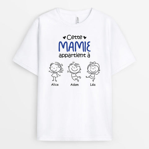 idée cadeau pour ceux qui ne veulent rien T-shirt Cette Maman Mamie Appartient à Dessin au Crayon Personnalisé[produit]