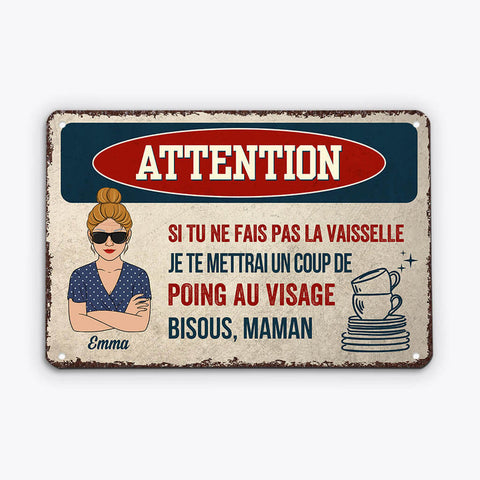 quel cadeau cadeau quand on ne sait pas quoi offrir Plaque Attention De Maman Personnalisée[produit]