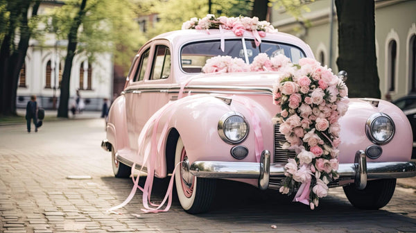 Cascade Fleur comme Idee decoration voiture balai mariage