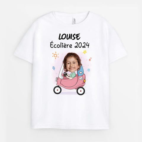 poésie sur la rentrée des classes Écolière 2024 - Tee Shirt Personnalisé Enfant