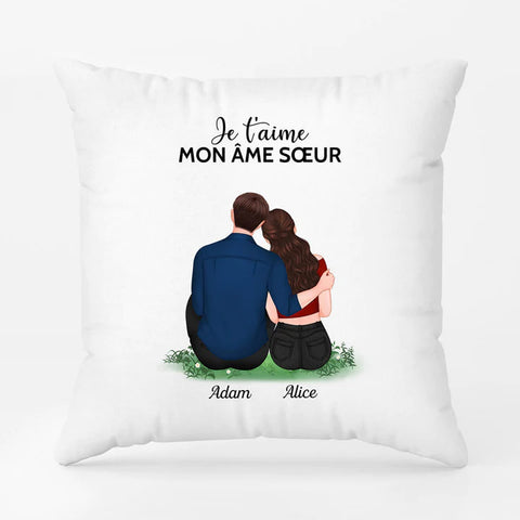 Coussin Je T'aime, Mon Âme Sœur Personnalisé