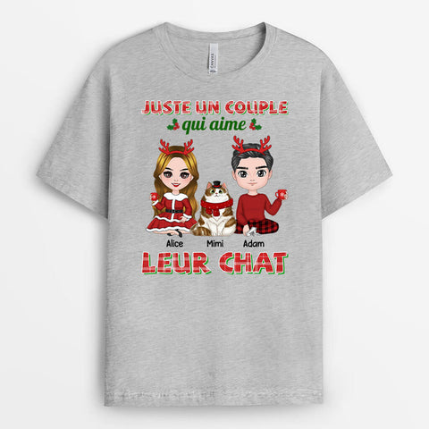 idée cadeau anniversaire rencontre avec T-Shirt Couple Juste Un Couple Qui Aime Leur Chat Personnalisé