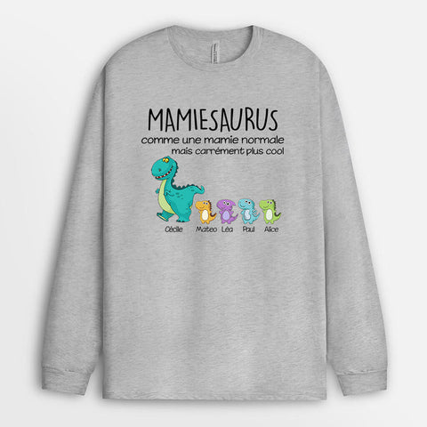 idée cadeau anniversaire 40 ans femme T-shirt À Manches Longues Mamiesaurus Mamansaurus Personnalisé