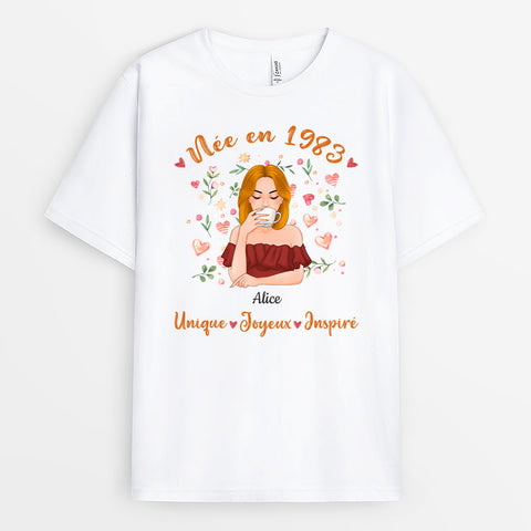 idée cadeau femme anniversaire 40 ans T-shirt Née En … Personnalisé