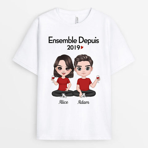 Idée cadeau anniversaire mariage parents T-Shirt Ensemble Depuis Champagne Personnalisé