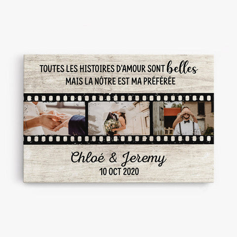 Idée cadeau anniversaire mariage parents Toile Notre Histoire D'amour Personnalisée