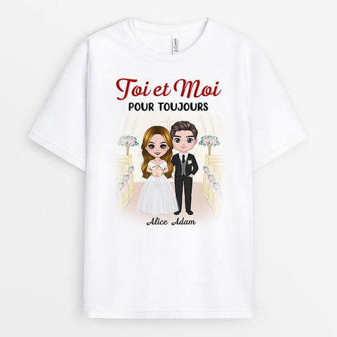 Idée cadeau symbolique couple avec T-shirt Toi et Moi Mariage Personnalisé