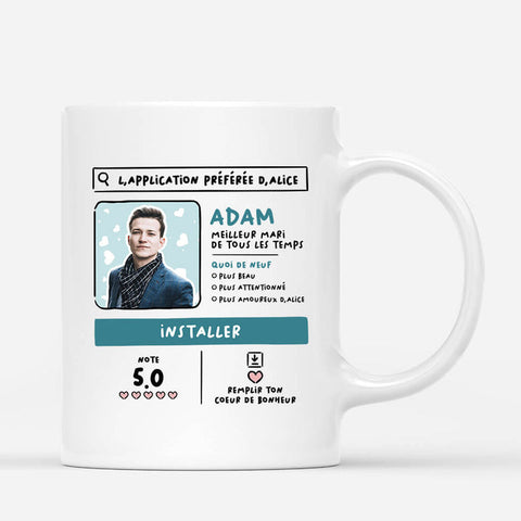 Idée cadeau symbolique couple avec Mug Application Préférée D'Emma Personnalisé