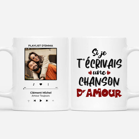 Idée cadeau symbolique couple avec un Mug Si Je T'Écrivais Une Chanson D'Amour Personnalisé