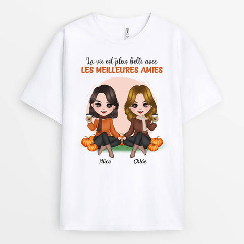 idée cadeau de rentrée scolaire T-shirt La Vie Est Plus Belle Avec Les Meilleurs Amis Personnalisé