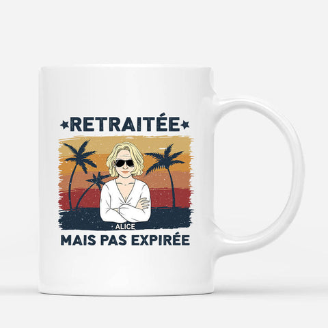 Idée cadeau départ retraite collègue femme Mug Retraitée Mais Pas Expirée Personnalisé