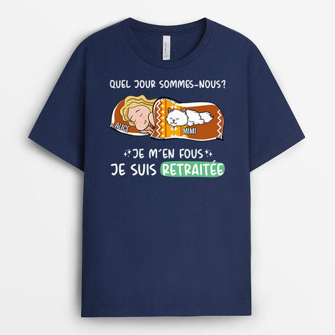 Idée cadeau départ retraite collègue femme T-shirt Quel Jour Sommes-Nous Personnalisé