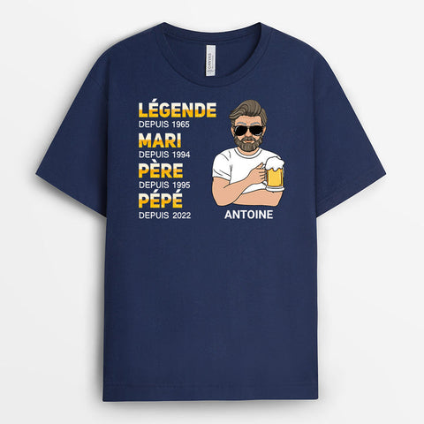 Cadeau personnalisé homme drôle T-Shirt Légende Mari Papa Personnalisé