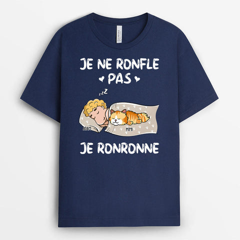Cadeau anniversaire drole homme T-shirt Je Ronfle Pas Je Ronronne Personnalisé