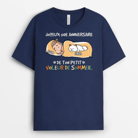 Cadeau personnalisé homme drole T-shirt Joyeux 40e Anniversaire Petit Voleur de Sommeil Personnalisé
