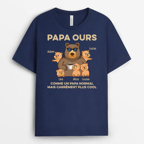 Idée cadeau drole homme T-shirt Papa Ours Comme Un Papa Normal Mais Plus Génial Personnalisé