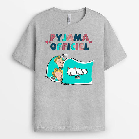 Petit cadeau drole homme T-shirt Pyjama Officiel Chat Pour Couple Personnalisé