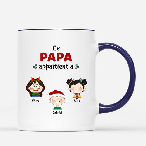 Cadeau personnalisé homme drole  Mug Noël Ce Papa Appartient À Personnalisé