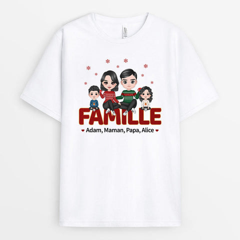 Idée Cadeau Famille T-shirt Famille Flocon de Neige Personnalisé