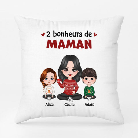 Cadeau en famille Coussin Les Bonheurs De Maman Mamie Avec Elle Personnalisé