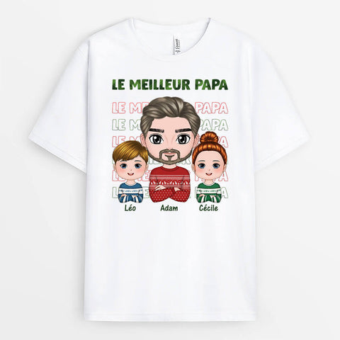 Idée Cadeaux Famille T-shirt Meilleur Papa De Tous Les Temps Version Noël Personnalisé