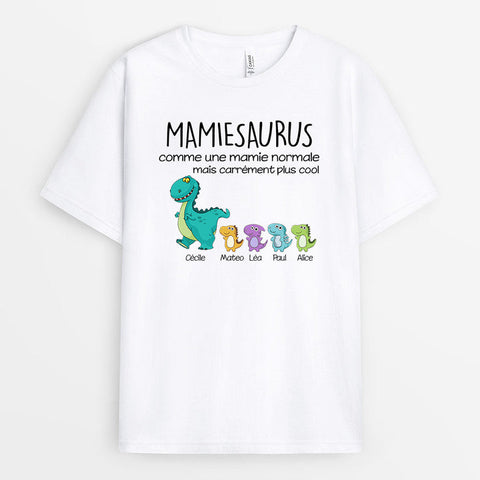 Idée cadeau fête des grands-mères DIY T-shirt Mamiesaurus Mamansaurus Plus Cool Marche Personnalisé
