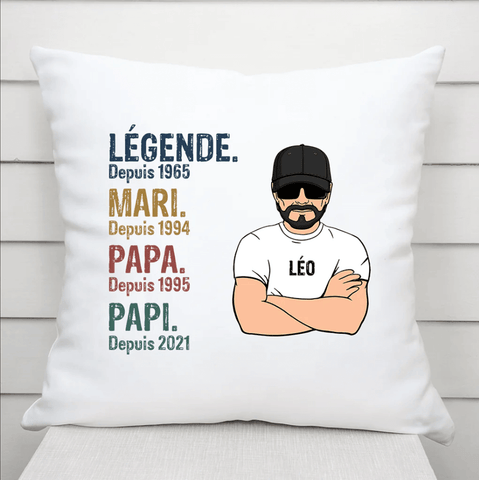 idée cadeau Fête des Grands-Pères coussin personnalisé