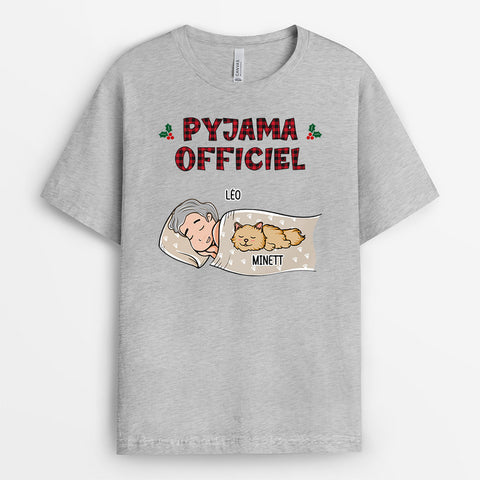 Idée cadeau 16 ans garcon T-shirt Pyjama Officiel Chat Noël Personnalisé