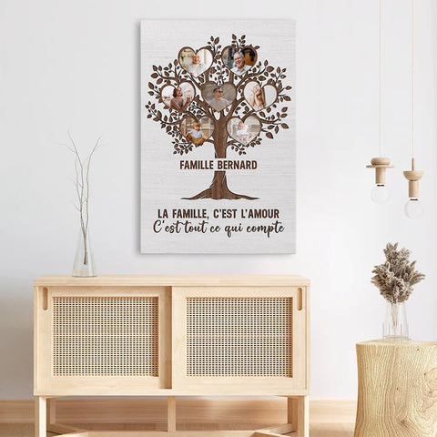 Toile La Famille L'Amour L'Arbre Cœurs Personnalisée