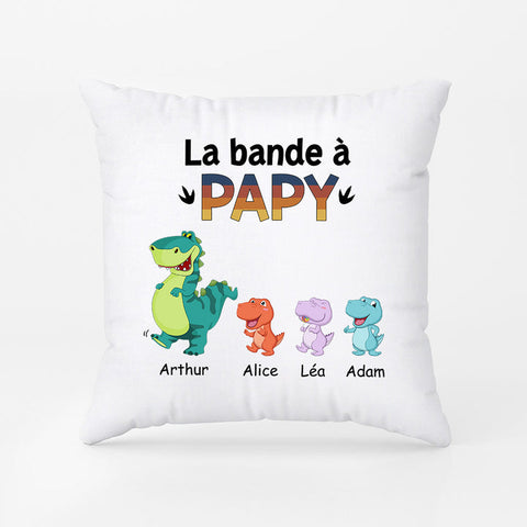 Idée cadeau drole pour homme Coussin La Bande À Papa Papy Version Dinosaure Personnalisé
