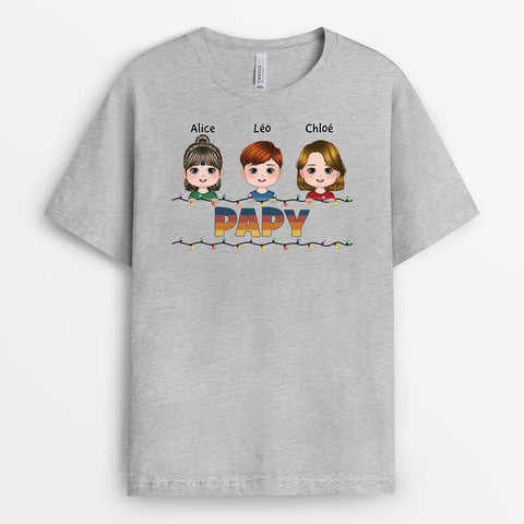 Petit cadeau drole homme T-Shirt Papy Avec Petits-Enfants Version Noël Personnalisé