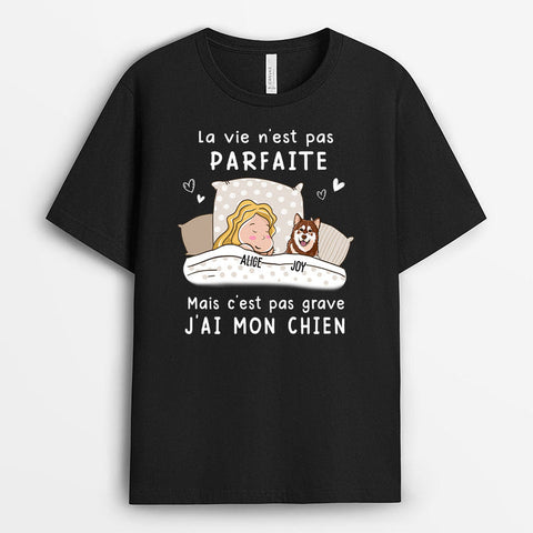 Idée cadeau maman 60 ans T-shirt La Vie N‘Est Pas Parfaite Chiens Personnalisé