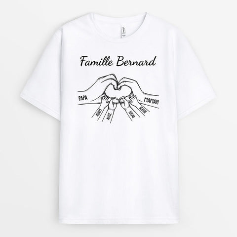 Idée cadeau maman 60 ans T-shirt Famille Mains en Cœur Personnalisé[product]