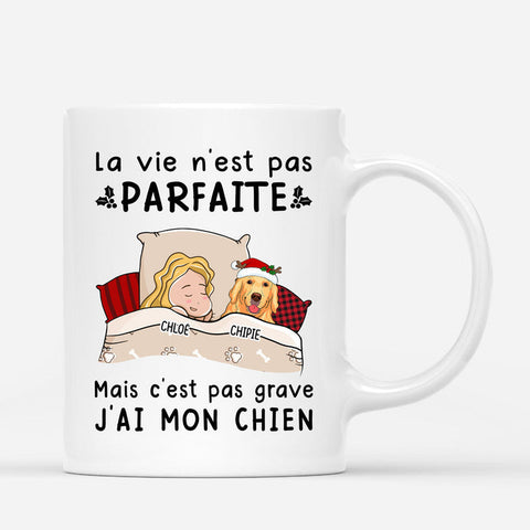 Idée cadeau mère 60 ans Mug Noël Cadeau Maman 60 ans Qui Aime Les Chiens