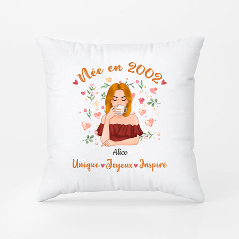 Idée cadeau 18 ans meilleure amie Coussin Né En 2002 Personnalisé