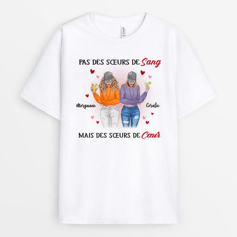 idée de cadeau pour sa meilleure amie T-shirt Cool Pas Des Sœurs De Sang Mais Des Sœurs De Cœur Personnalisé