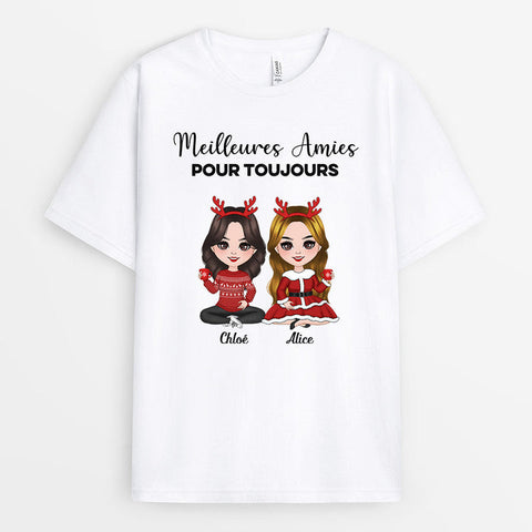 idée cadeau noel pour meilleure amie T-shirt Meilleures Amies Pour Toujours Personnalisé