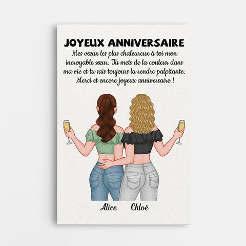 idées cadeaux meilleure amie Toile Joyeux Anniversaire Meilleures Amies