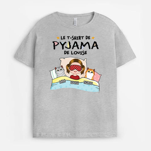 Idée cadeau naissance fille T-shirt De Pyjama d'Anna Avec Chat Pour Enfant Personnalisé