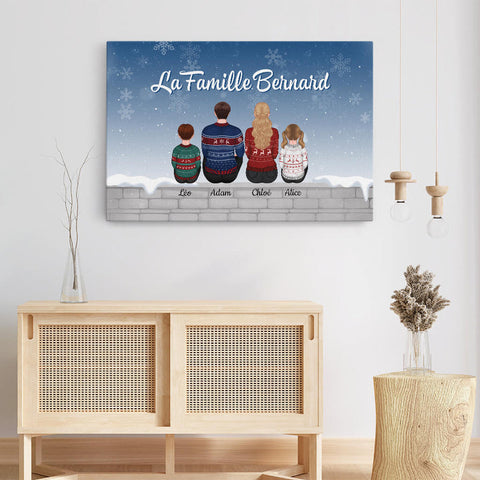 idée cadeau noel famille Toile Famille Dubois Sapin Noel Personnalisée