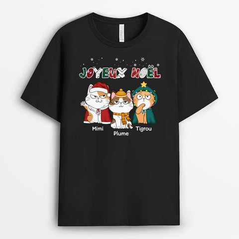 T-shirt Meowy Christmas Pour Noel Personnalisé
