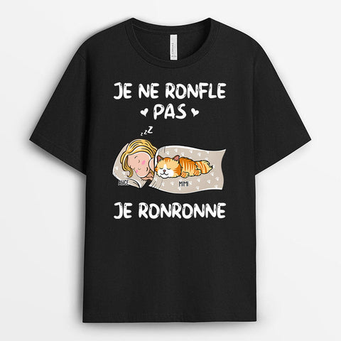 Idée cadeau nounou anniversaire avec T-Shirt Je Ronfle Pas Je Ronronne Personnalisé