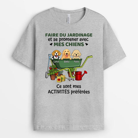 Idée cadeau anniversaire nounou T-Shirt Faire Du Jardinage Avec Mes Chiens Personnalisé