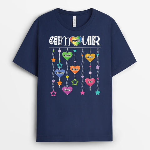 Idée cadeau nounou anniversaire T-Shirt Amour Fil De Coeur Coloré Personnalisé