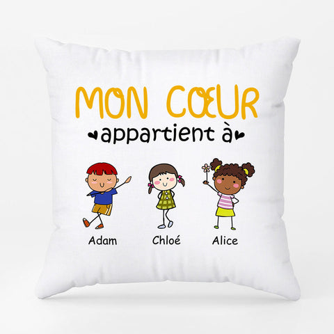 Idée cadeau nounou fait main Coussin Mon Cœur Appartient À Personnalisé