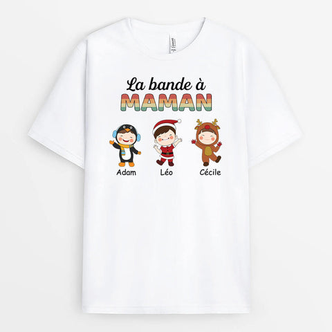 Idée cadeau original pour femme T-shirt La Bande À Maman Version Noël Personnalisé